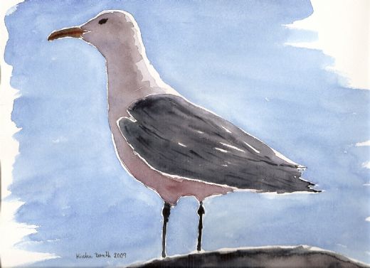 Måge på skorsten  2009  27cm x 21cm