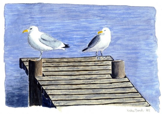 Måger på bro  2011  27cm x 18cm