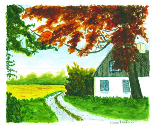 Hus i vejsving  2015  19cm x 16cm